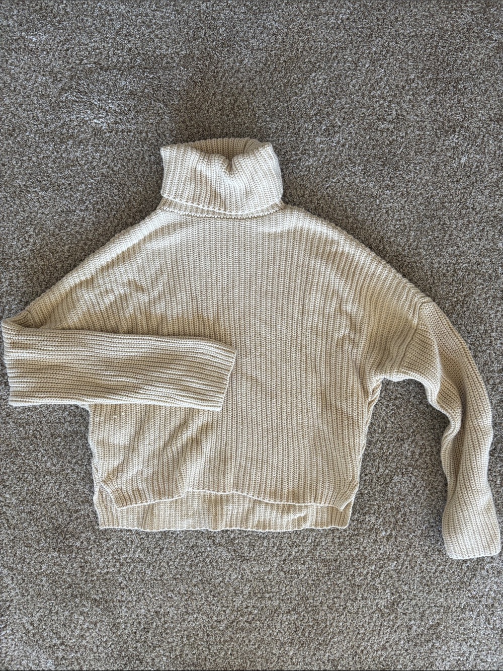 Abercrombie & Fitch Cream Ribbed Turtleneck Sweater